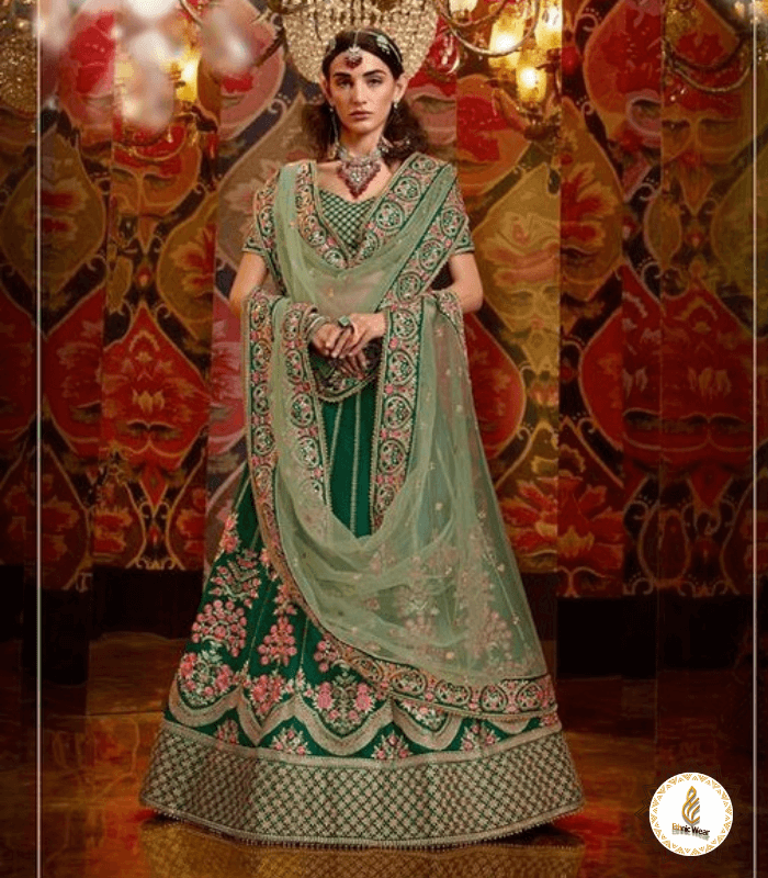 Premium Quality Green Embroidered Lehenga Choli with Dupatta