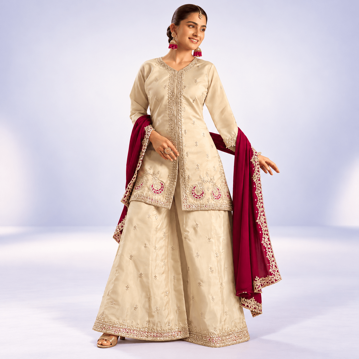 Elegant Ivory and Magenta South Asian Ensemble