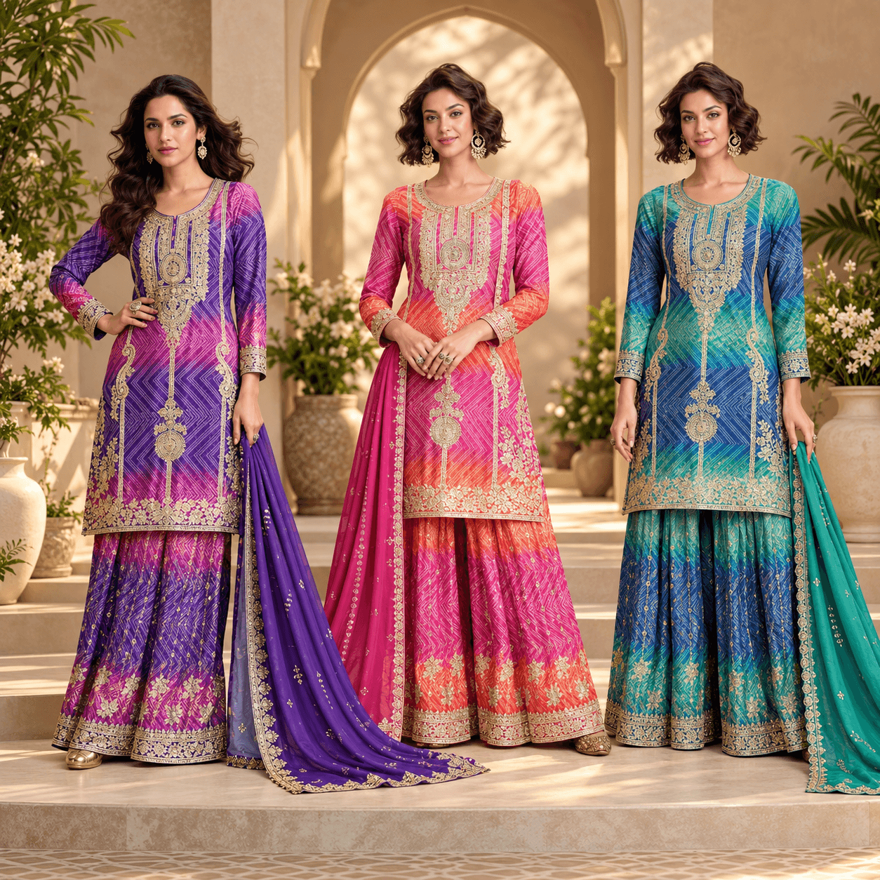 Elegant Trio in Embroidered Ethnic Wear