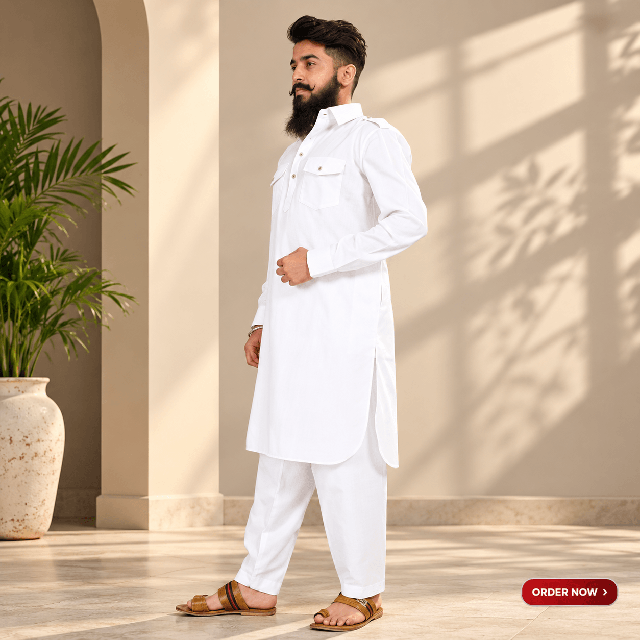 Elegant White Kurta Studio Editorial
