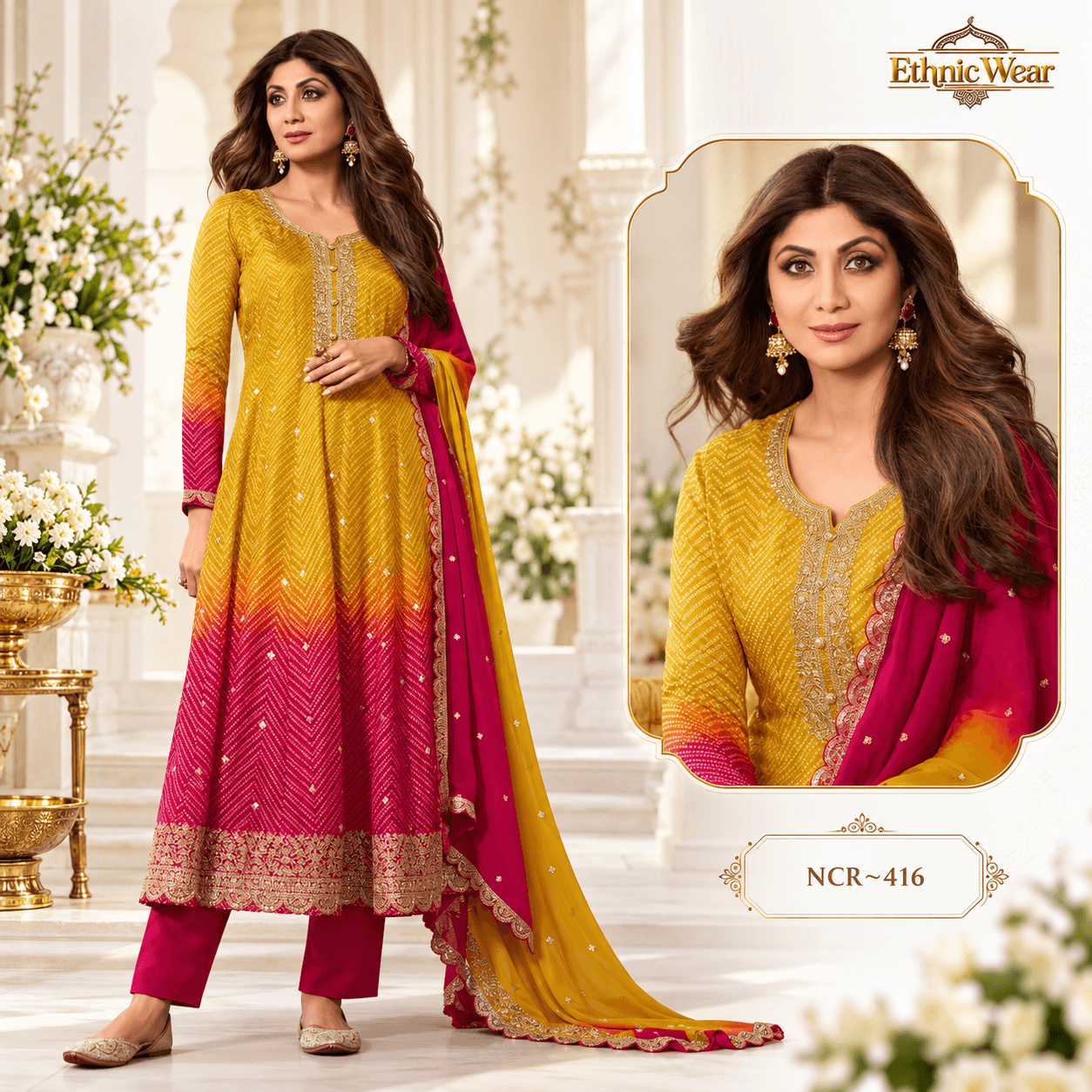 Luxury Mustard-Magenta Ethnic Wear Editorial