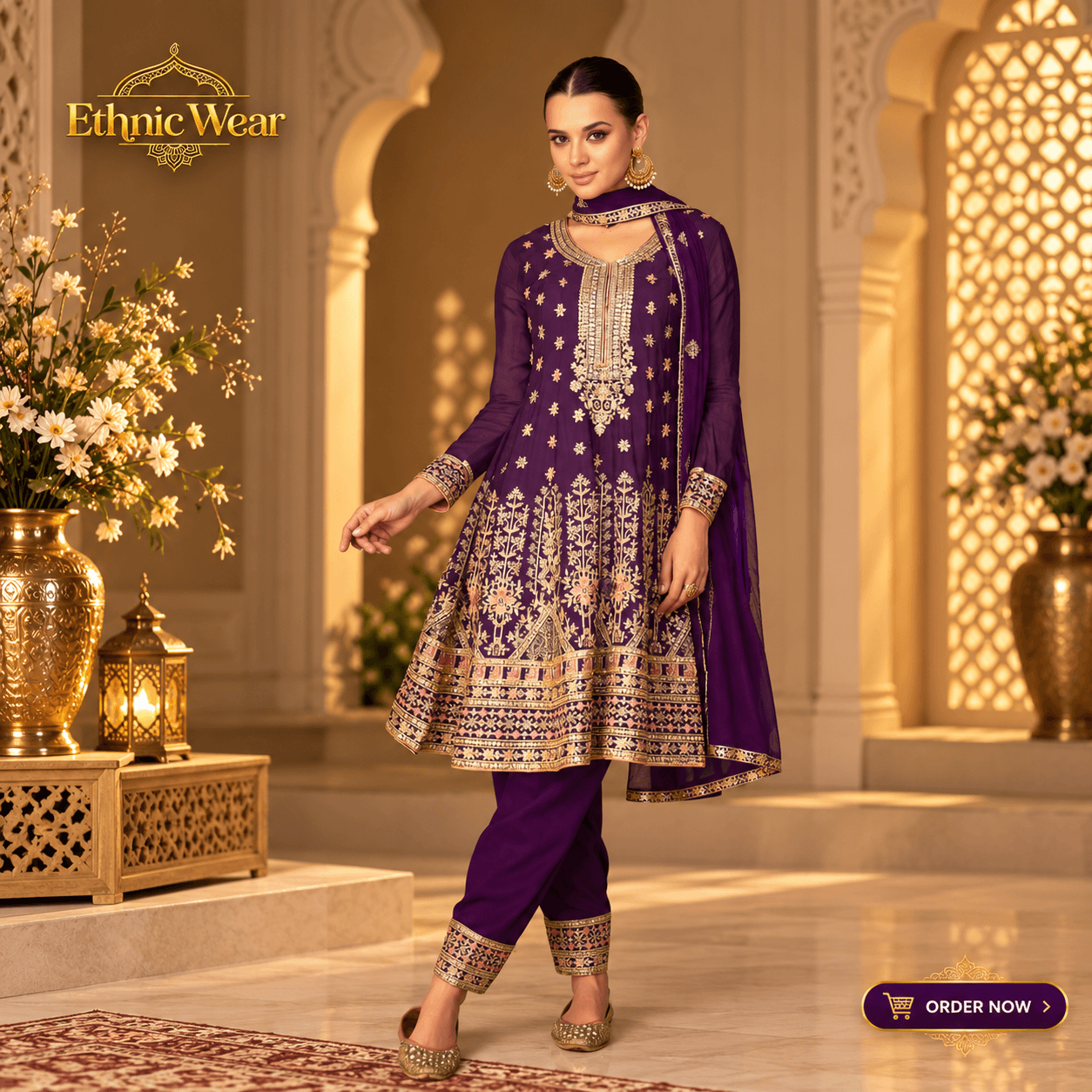 Luxury Plum Ethnic Wear Advertisement