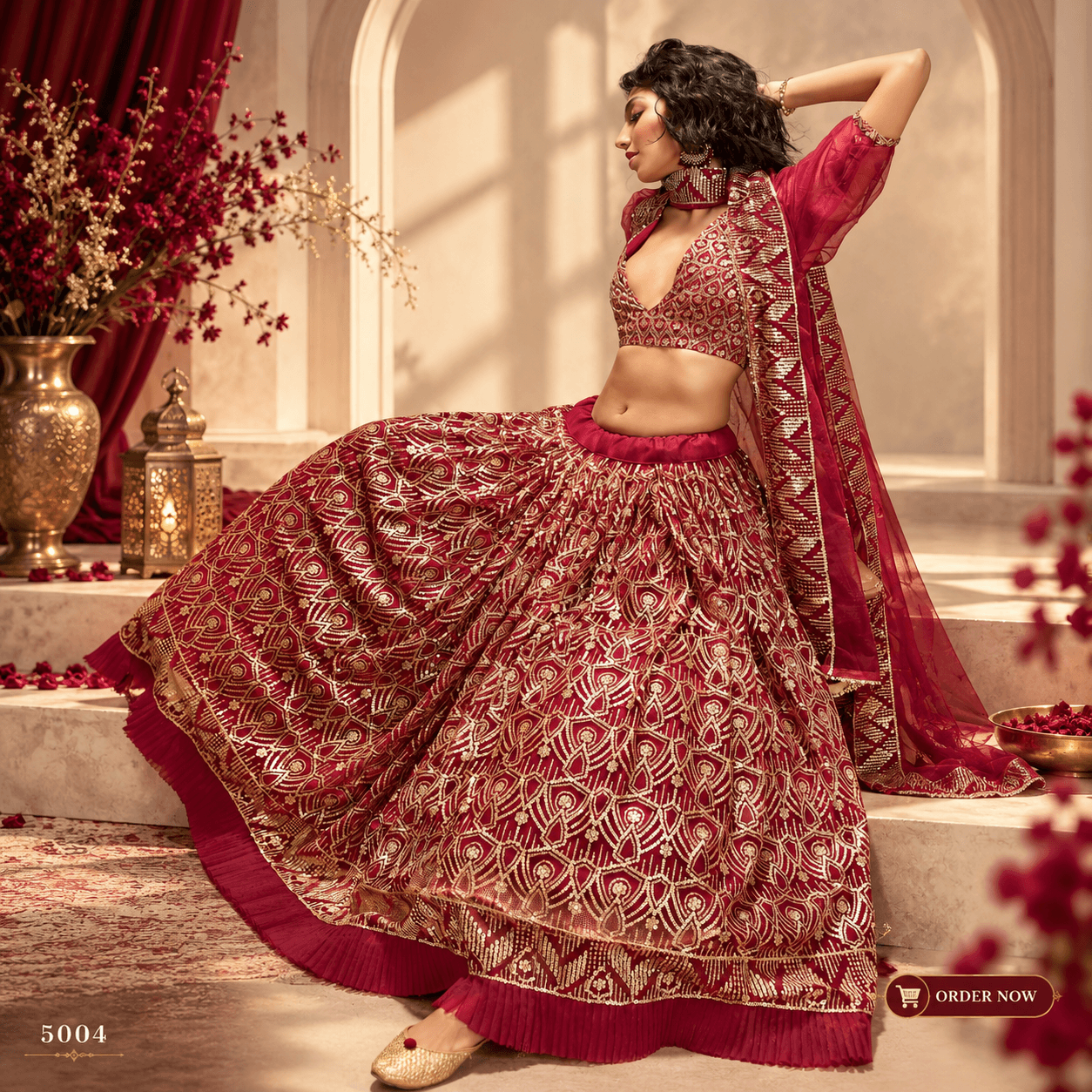 Maroon and Gold Bridal Elegance