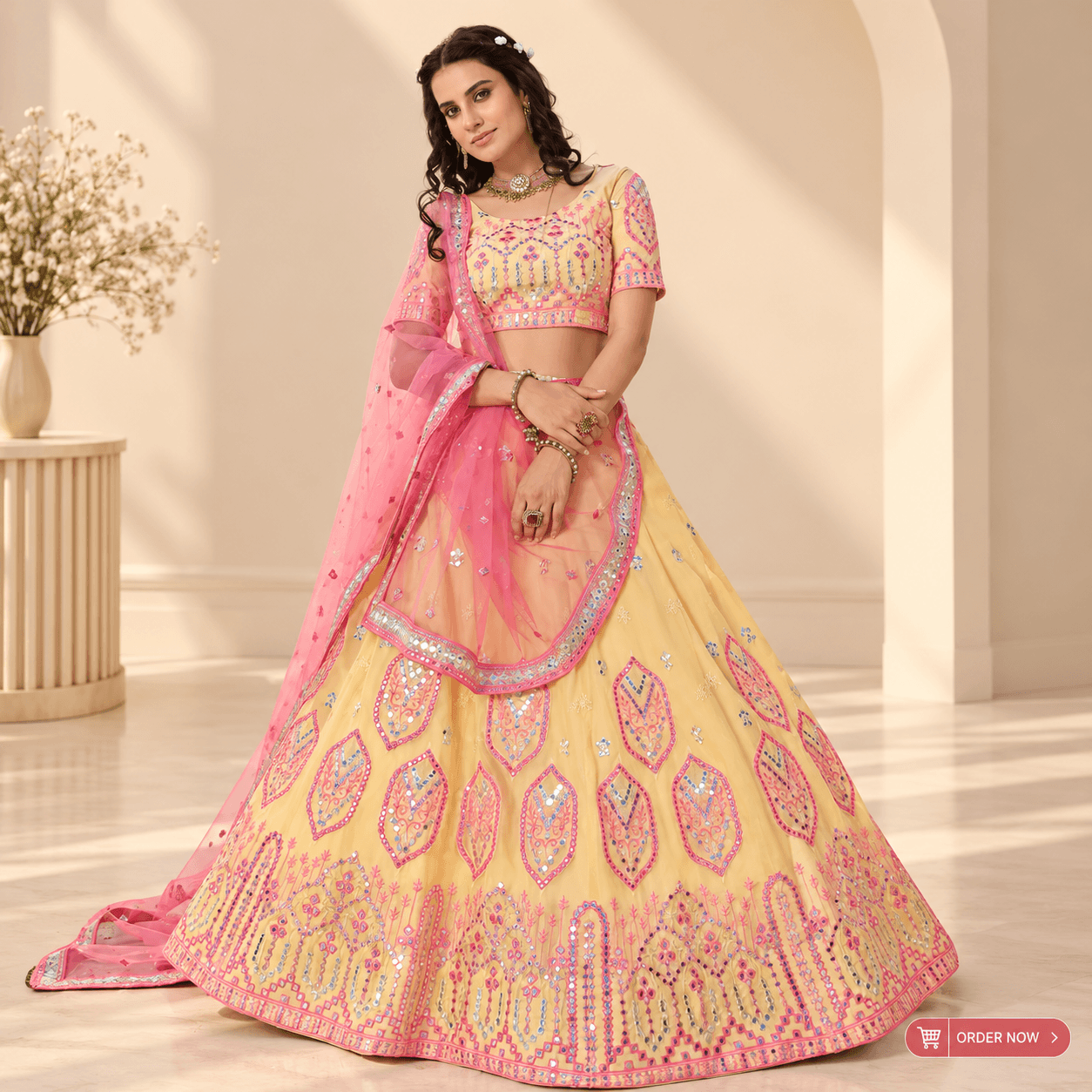 Pastel Yellow Lehenga Editorial Elegance