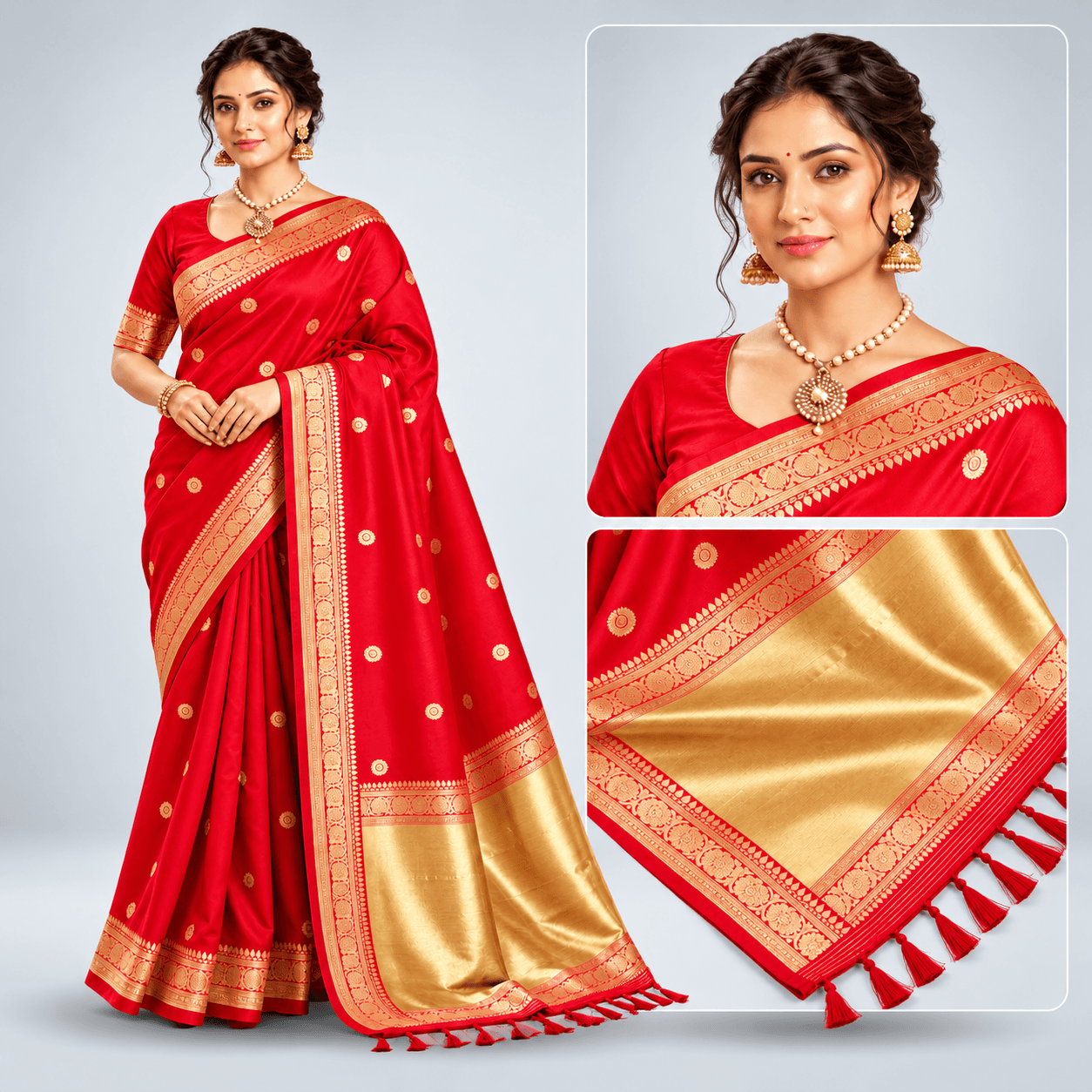 Red Silk Saree Studio Showcase
