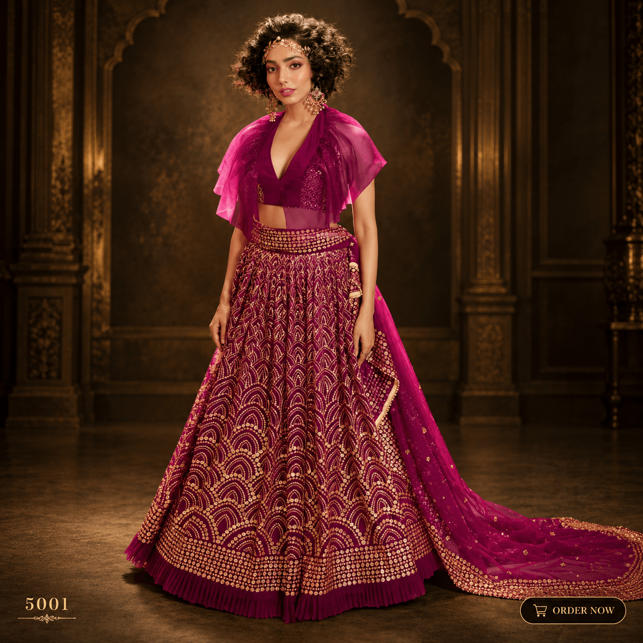 Regal Magenta Lehenga in a Palace Setting