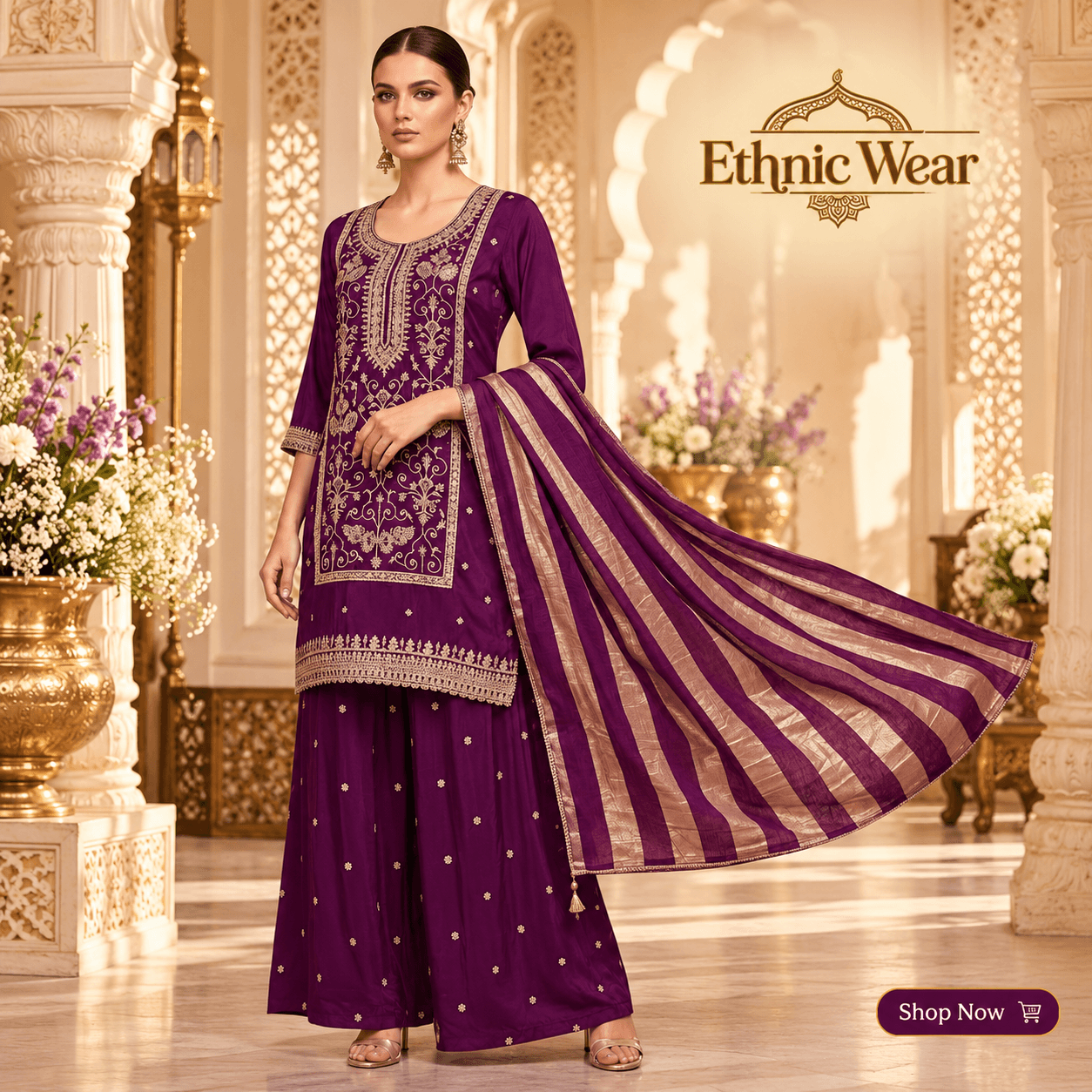 Regal Purple Ethnicwear in a Palace