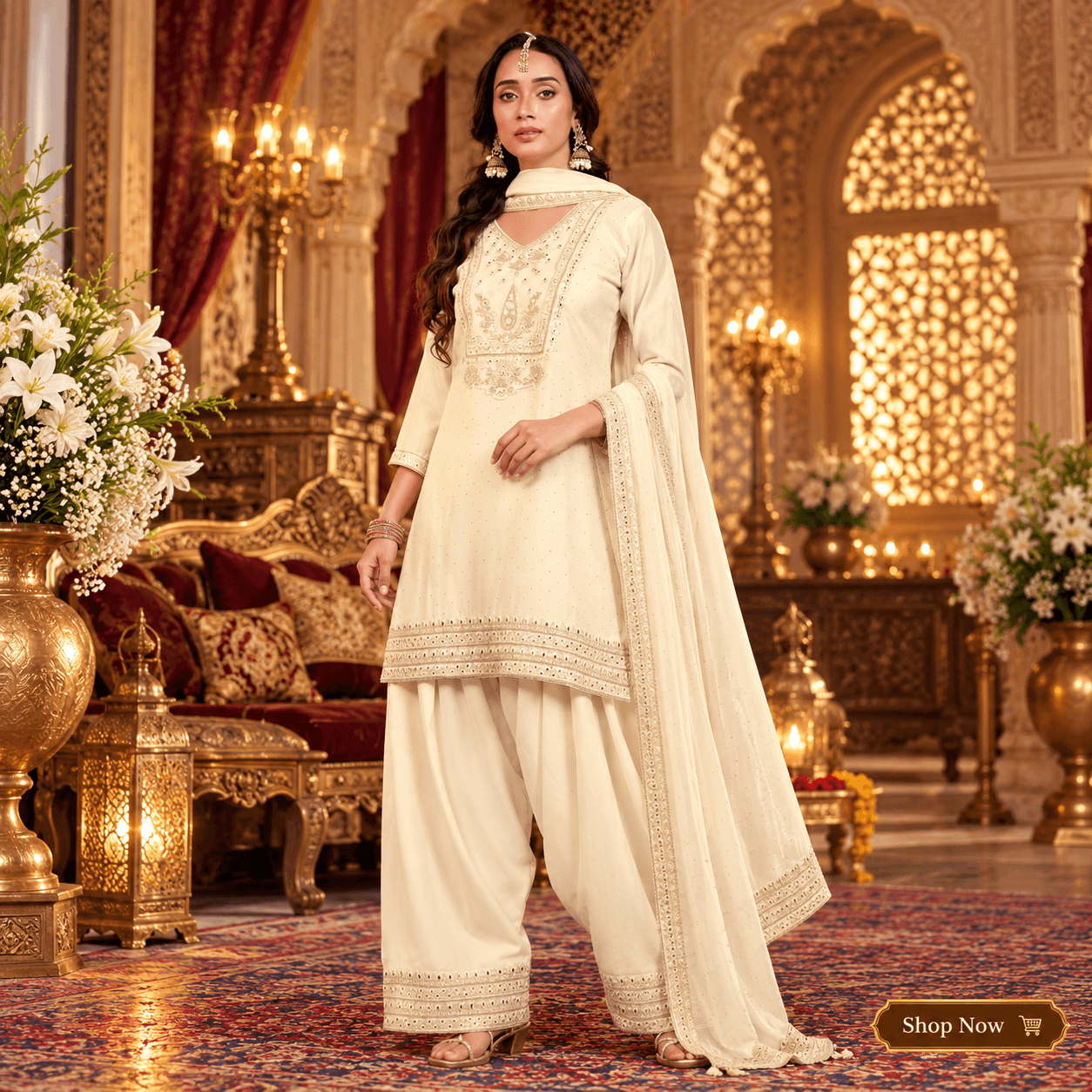 Royal Cream Couture in a Golden Palace