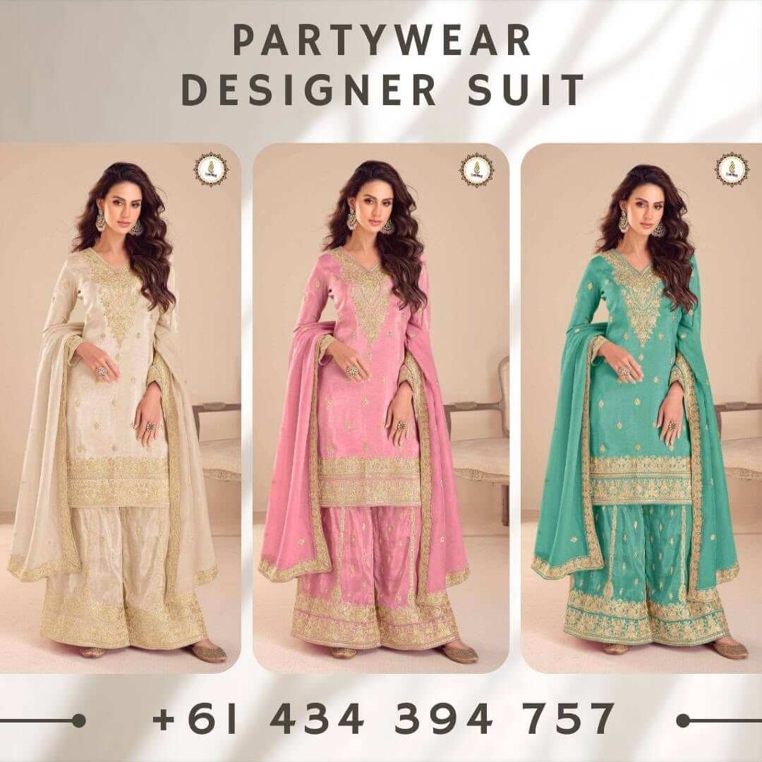 Simar Silk Embroidered Party Wear Salwar Kameez with Palazzo & Dupatta