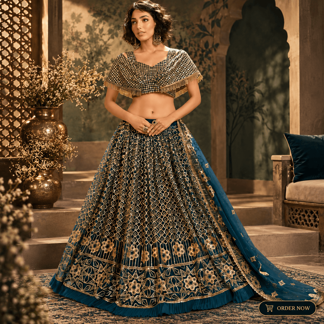 Teal and Gold Palace Bridal Editorial